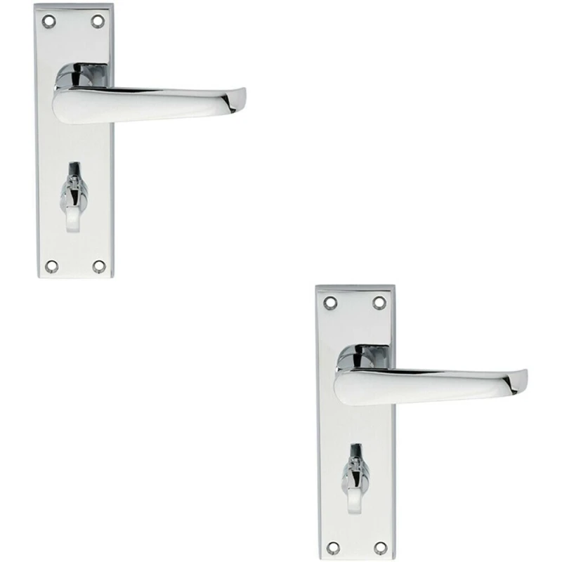 Image of Loops 2x PAIR Straight Victorian Lever on Bathroom Backplate 150 x 43mm Chrome Multi