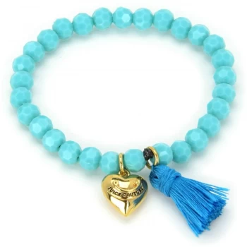 Image of Ladies Juicy Couture PVD Gold plated Heart & Tassel Beaded Bracelet