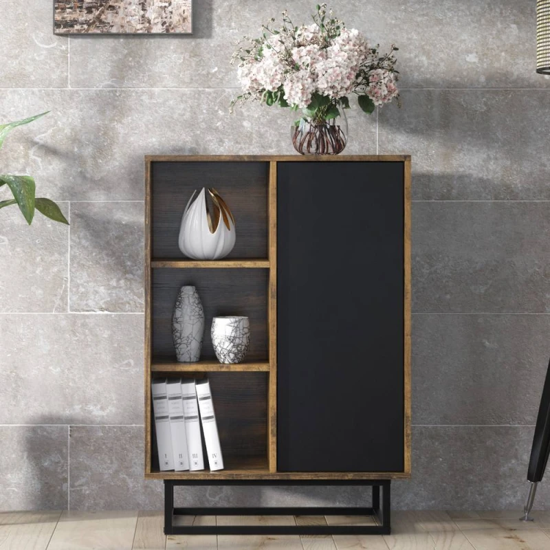 Image of Creative Furniture Elysian Loft Sideboard 100cm - Rustic & Black Multicolor Unisex