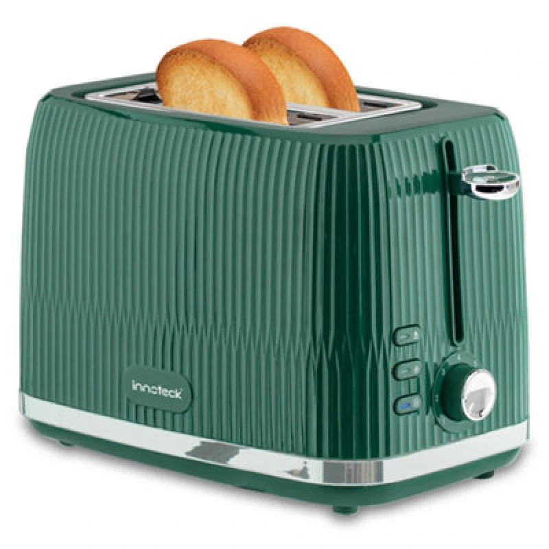 Image of Innoteck Kitchen Pro 2 Slice Toaster With 7 Browning Controls And Stainless Steel Mechanism - Green