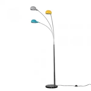 Image of Curva Chrome Floor Lamp with Multi Coloured Shades