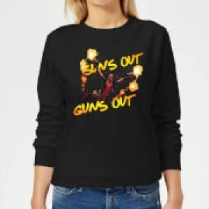 Image of Marvel Deadpool Suns Out Guns Out Womens Sweatshirt - Black