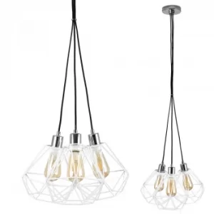 Image of Eyre 3 Way Pendant in Chrome with Diablo Shades in White