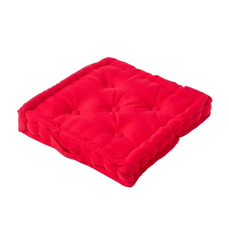Image of Homescapes Cotton Red Floor Cushion, 40 X 40 Cm