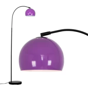 Image of Curva Floor Lamp in Black with Purple Shade
