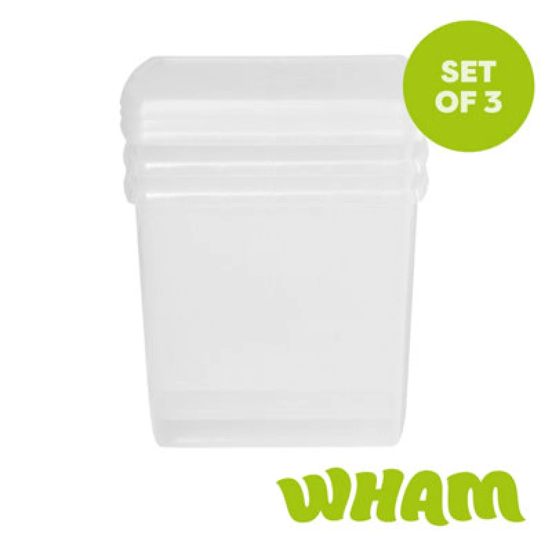 Image of Wham Clip 3X 37L Square Plastic Storage Boxes With Clip Lock Lids. Ideal For Home, Office, Toys & More - Clear/clear