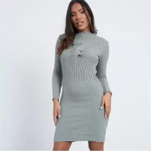 Image of I Saw It First Twist Front Rib Knit Midi Dress - Green