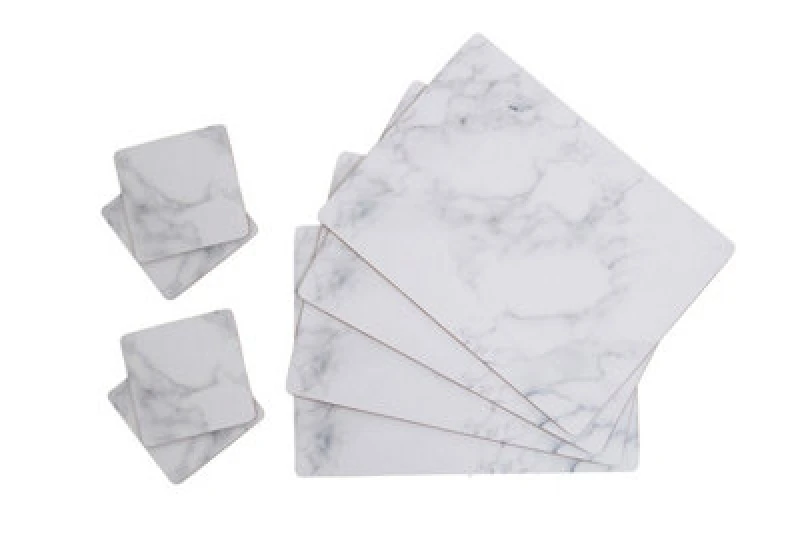 Image of Premier Housewares Stylish 8Pc Cork Placemats And Coasters, Practical Design Placemats, Heat Resistant Placemats And Coasters White