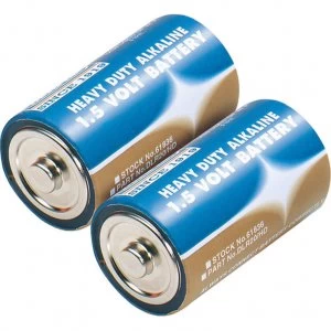 Image of Draper Heavy Duty D Alkaline Batteries Pack of 2