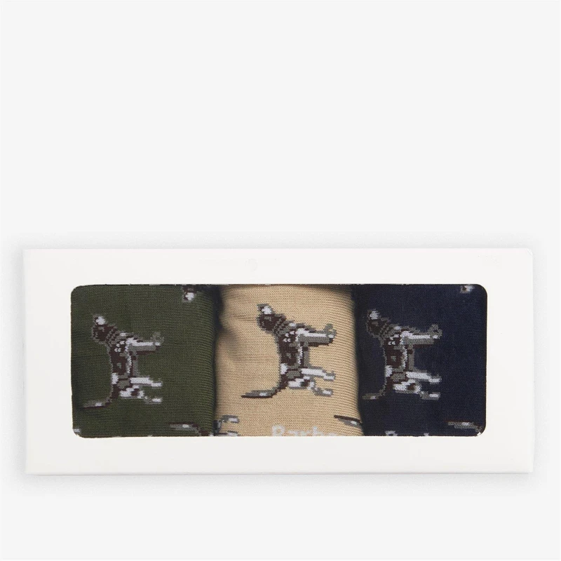 Image of Barbour Pointer Dog Socks Gift Box Forest Mist male One Size