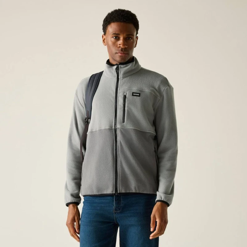 Image of Regatta Mens Frankie Colour Block Full Zip Fleece in Grey Size: 2XL Grey Male 2XL