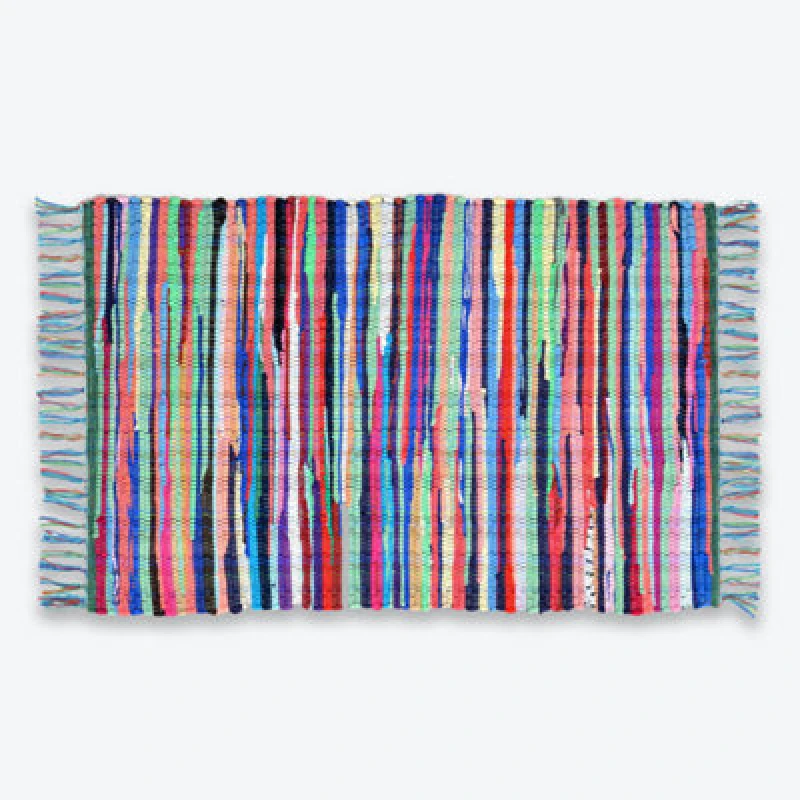 Image of Allure Bath Fashions Chindi Recycled Rag Rug With Fringe - 60 X 90Cm