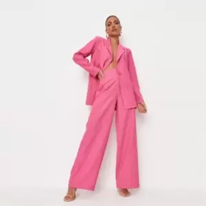 Image of Missguided Co-Ord Straight Trousers and Blazer Set - Pink