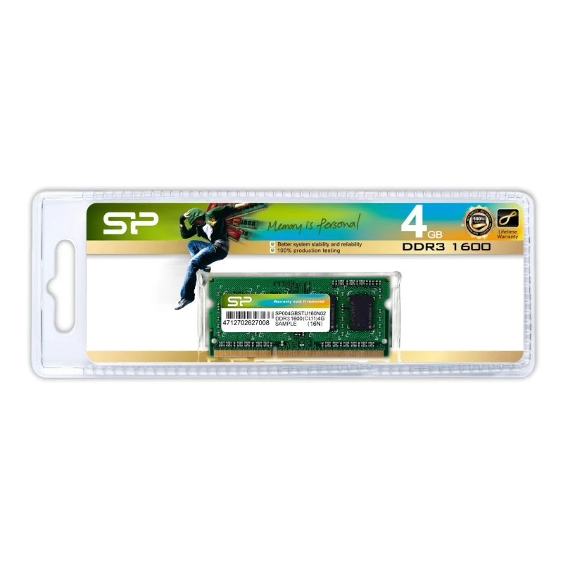 Image of Silicon Power SP004GBSTU160N02 memory module 4GB 1 x 4GB DDR3 1600 M