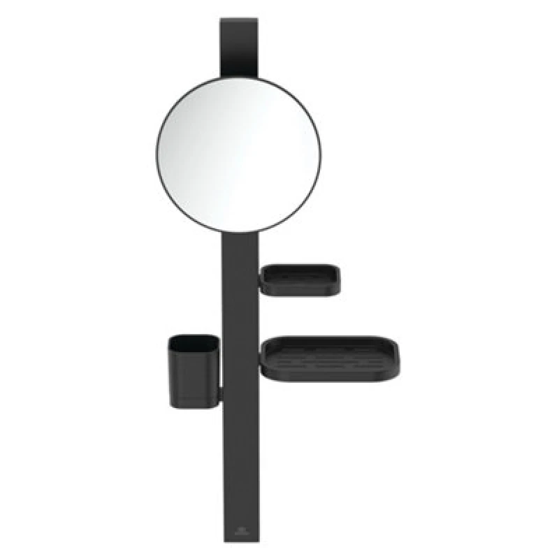 Image of Ideal Standard Alu+ Matt Silk Black Round Wall-Mounted Bathroom Mirror (H)71.7Cm (W)31.05Cm