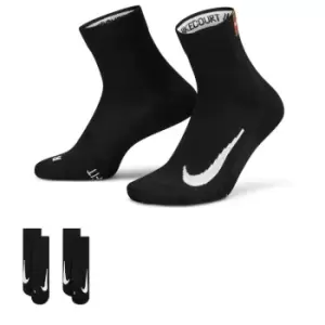 Image of Nike Multiplier Max Tennis Ankle Socks (2 Pairs) - Black