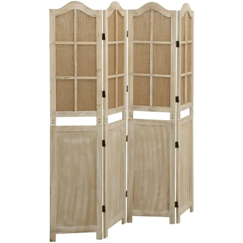 Image of Vidaxl 4-panel Room Divider Brown 140X165cm Fabric, Brown 338591
