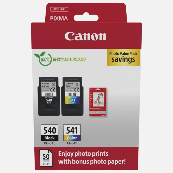 Image of Canon PG-540/CL-541 Ink Cartridge + Photo Paper Value Pack