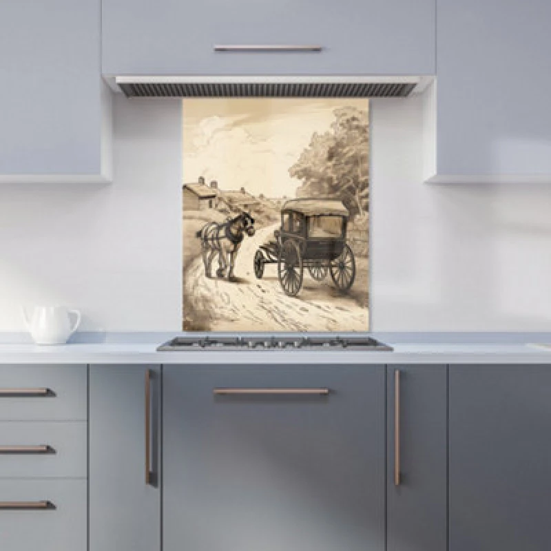 Image of Warren Reed Designer A Horse And His Cart Kitchen Splashback