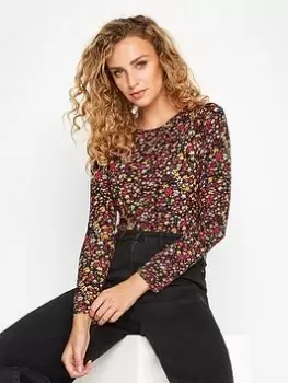 Image of Long Tall Sally Orange Ditsy Print Bodysuit, Black, Size 14, Women