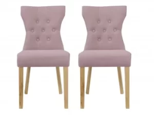 Image of LPD Naples Set of 2 Blush Velvet Fabric Dining Chairs