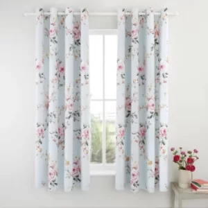 Image of Catherine Lansfield Canterbury Duck Egg Eyelet Curtains Duck Egg (Blue)