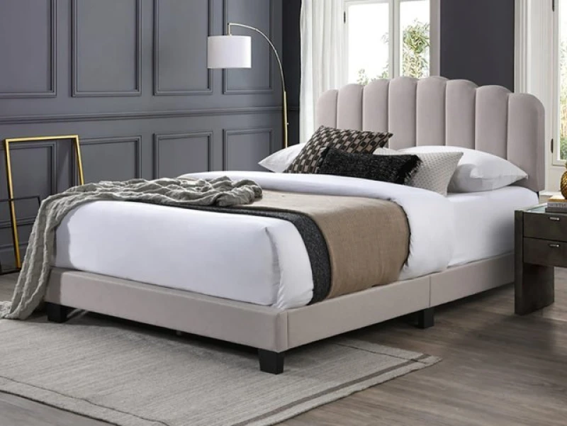 Image of Flintshire Hope Pebble Fabric Bed Frame - 5ft King Size