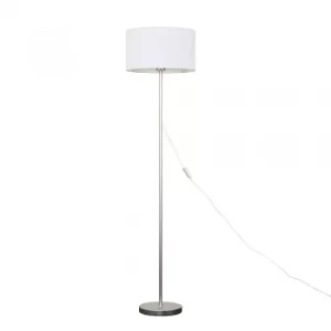Image of Charlie Brushed Chrome Floor Lamp with Large White Reni Shade