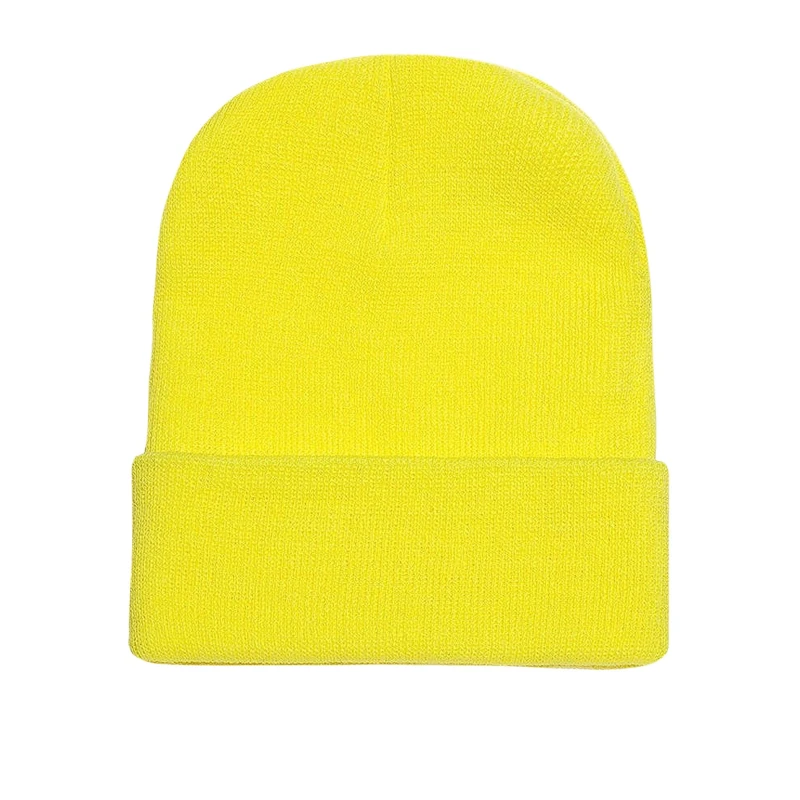 Image of Yupoong Mens Flexfit Heavyweight Standard Beanie Winter Hat in Bright Yellow Bright Yellow Male One Size