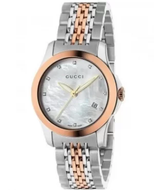 Image of Gucci G-Timeless Mother of Pearl Diamond Dial Two-Toned Steel Womens Watch YA126514 YA126514