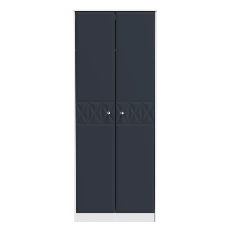 Image of San Jose Ready Assembled Contemporary Matt Indigo & White Tall Double Wardrobe (H)1970mm (W)770mm (D)530mm