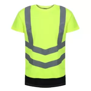 Image of Regatta Mens Pro High-Vis Short-Sleeved T-Shirt (3XL) (Yellow/Navy)