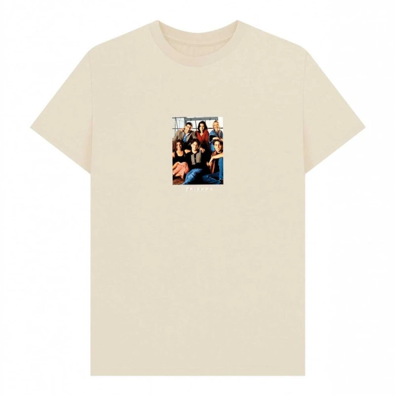 Image of Friends Mens Photo Print T-Shirt in Cream Size: Small Cream Male S