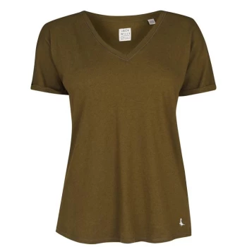 Image of Jack Wills Eton V Neck T Shirt - Olive
