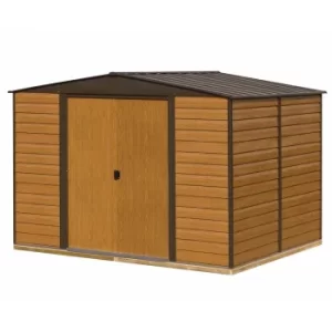 Image of Rowlinson Woodvale Metal Apex Shed With Floor 10ft x 8ft, Coffee