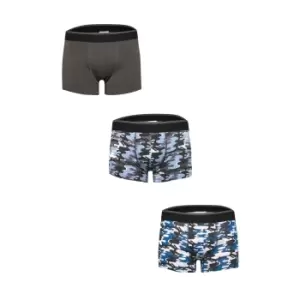 Image of Tom Franks Mens Camo Boxer Shorts (Pack Of 3) (L) (Grey Camo)