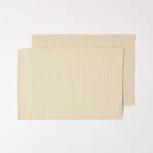 Image of Cotton Plain Cream Pack of 2 Placemats - Homescapes