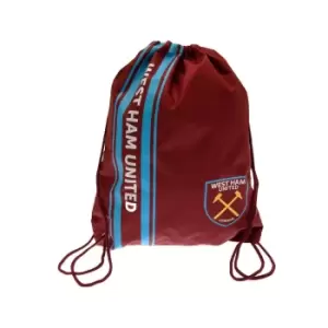 Image of West Ham United FC Stripe Drawstring Bag (One Size) (Maroon/Blue)
