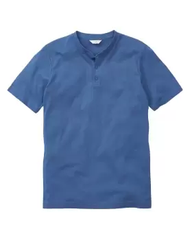 Image of Cotton Traders Short Sleeve Grandad Base Layer in Blue