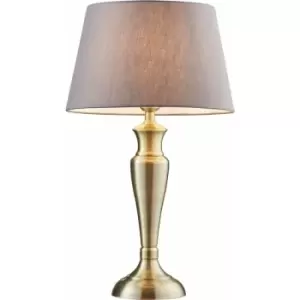 Image of Loops - Table Lamp Antique Brass & Charcoal Grey Cotton 60W E27 Bedside Light