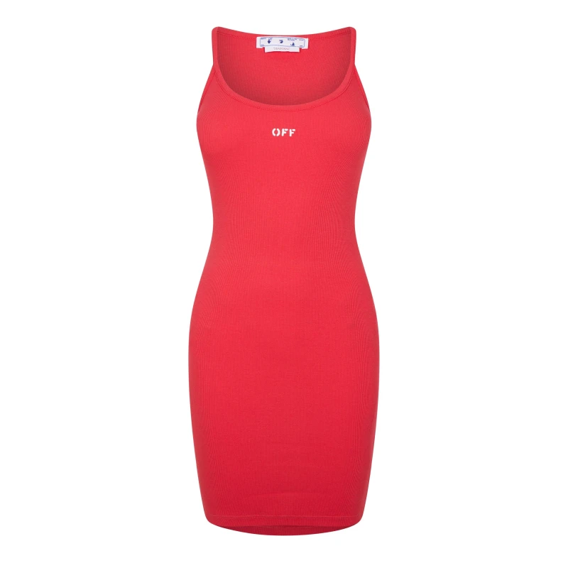 Image of Off White Womens Logo Dress Red/White female 6 (2XS)