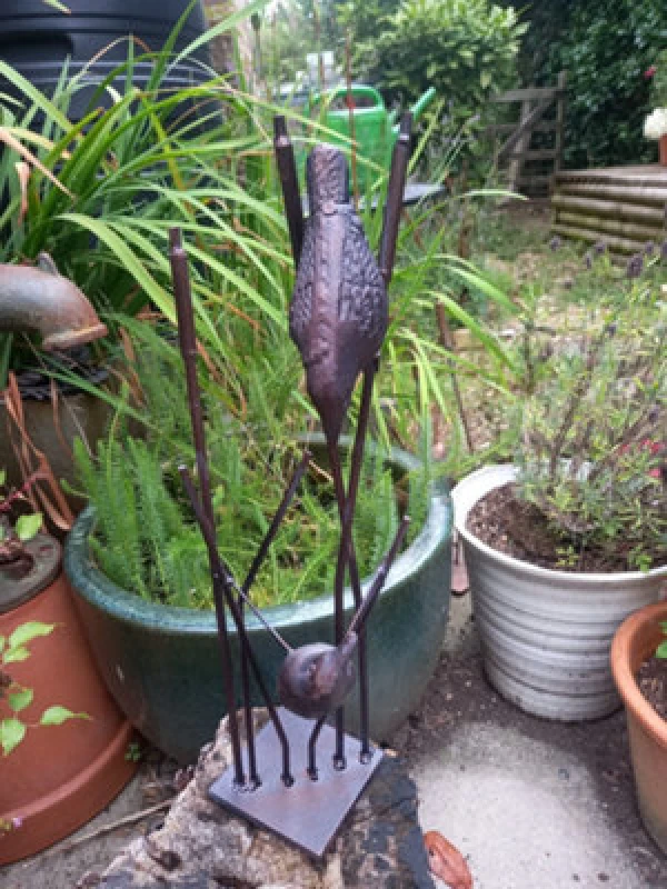 Image of Inspirational Gifting Birds On Reeds Garden Sculpture Statue Ornament