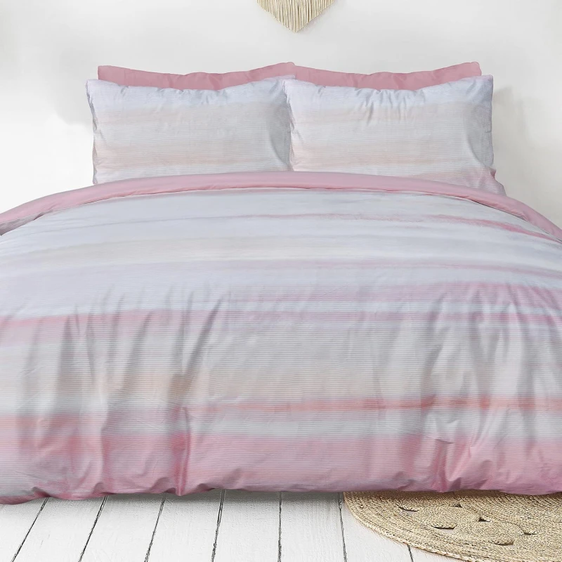 Image of Smart Living Smart Living Luxury Hotel Quality Reversible Ribbed Velvet Duvet Cover with Pillowcases in Pink Size: King Pink King Unisex 50562428938