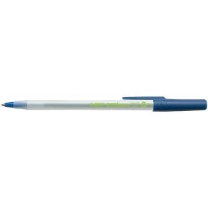 Image of Bic Ecolutions Round Stic Recycled Slim Ballpoint Pen 1.0mm Tip 0.4mm Line Blue Pack of 60