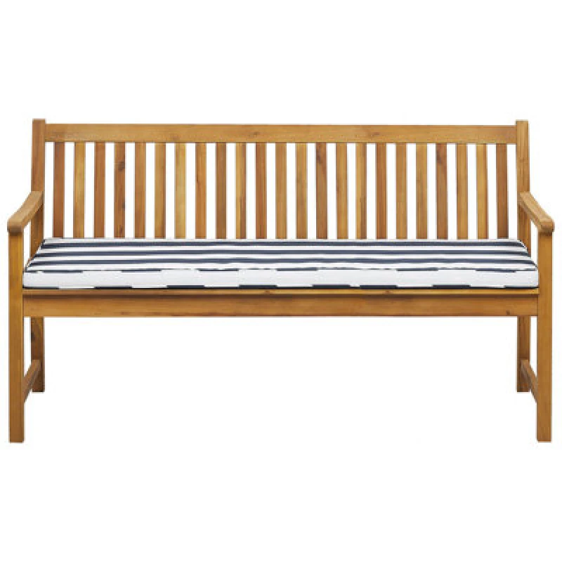 Image of Beliani Garden Bench With Cushion Vivara 160 Cm Certified Acacia Wood Navy Blue