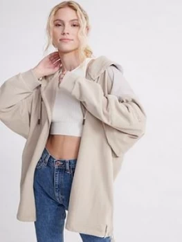 Image of Superdry Desert Hybrid Zip Hoodie - Oat Bran, Beige, Size Xs/S, Women