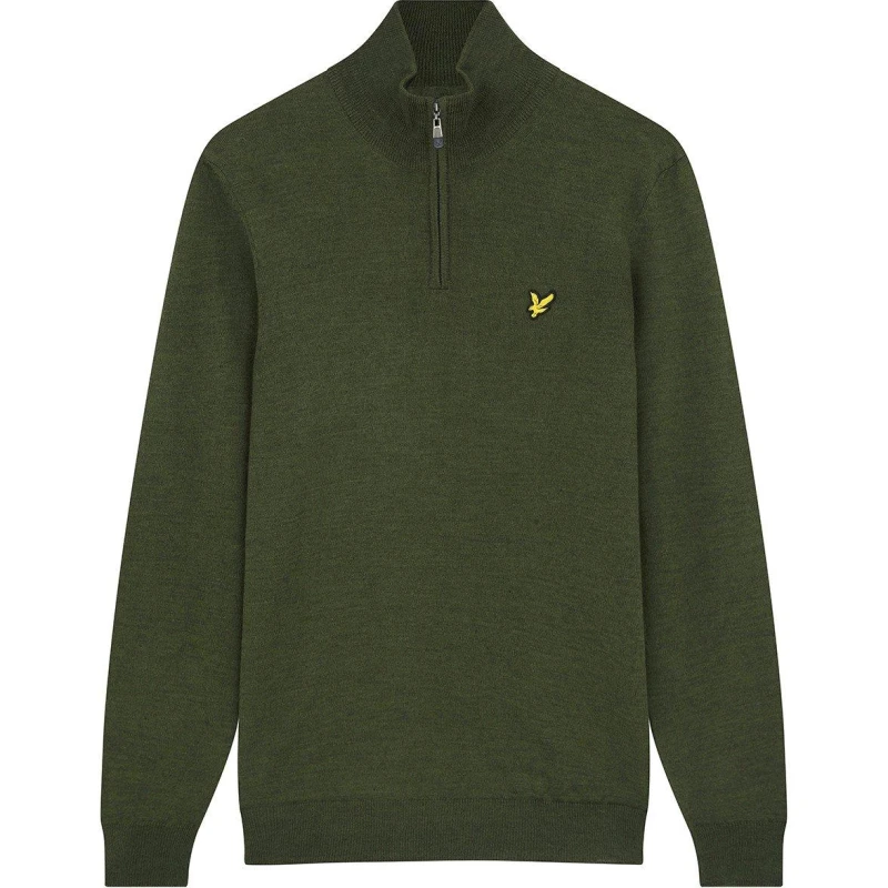 Image of Lyle and Scott Golf Core 1/4 Zip Merino Jumper Cactus Green male S