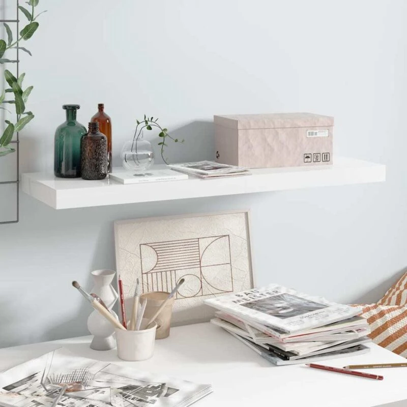 Image of VIDAXL Vidaxl - Floating Wall Shelf High Gloss White 80x23.5x3.8cm mdf 8720286073827