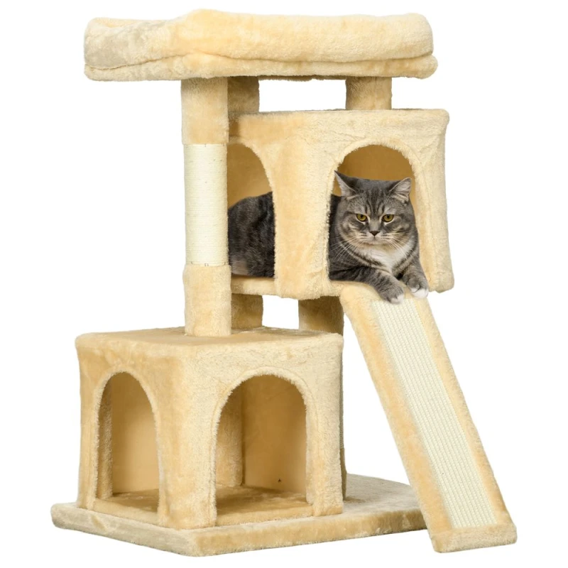 Image of PawHut Cat Rest/Play Activity Tree - Cream White, Cream D30-286V00CW
