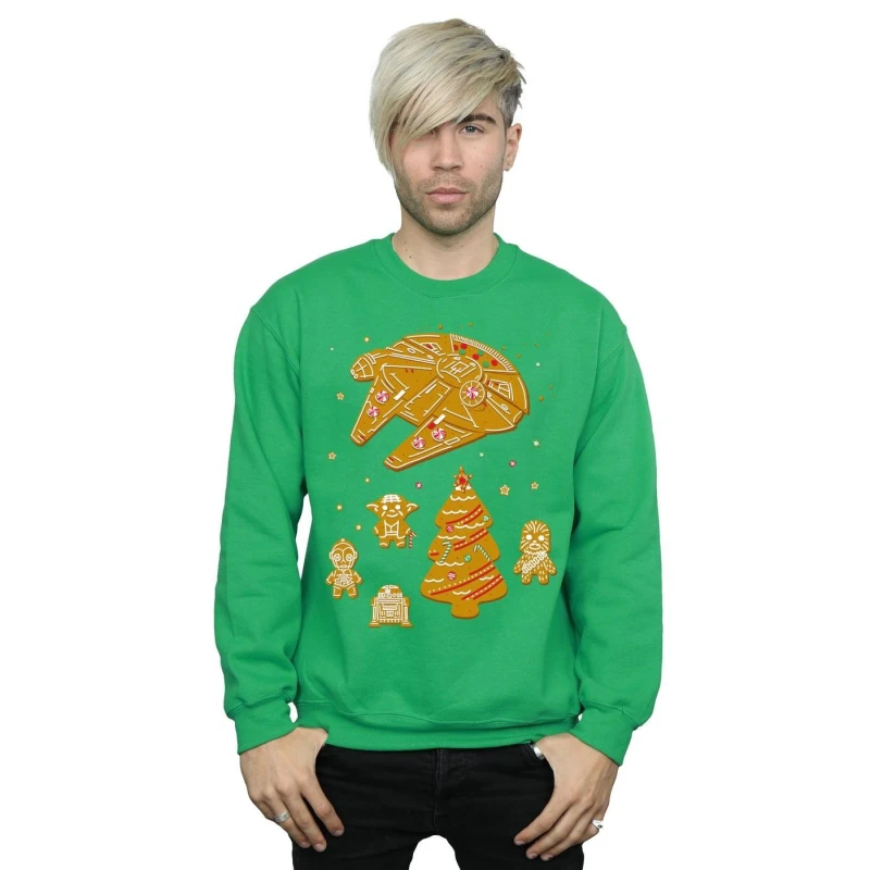 Image of Star Wars Star Wars Men Gingerbread Rebels Sweatshirt in Green Size: Small Green S Male 5059400521726